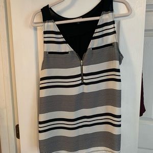 Express black and white striped blouse sz L